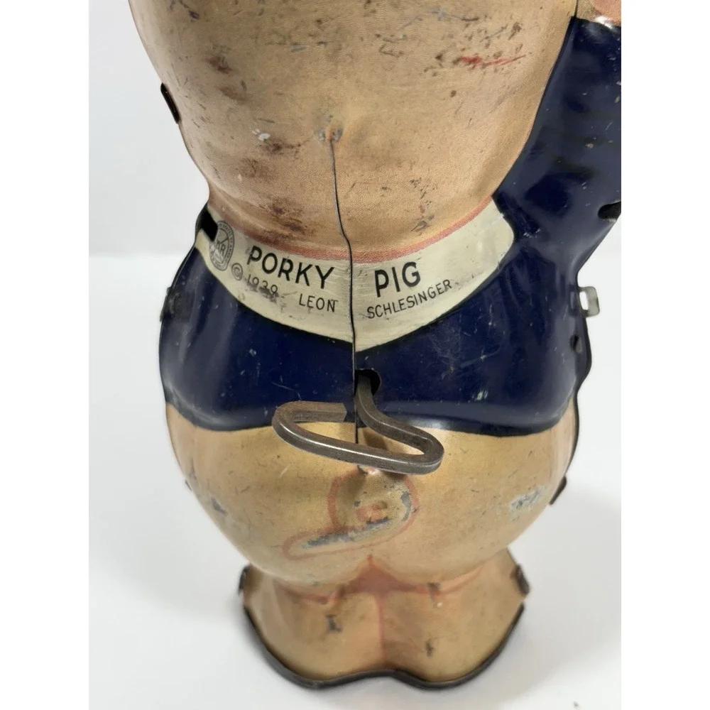 Vintage 1939 Marx Porky Pig Leon Schlesinger‎ Tin Litho Mechanical Toy